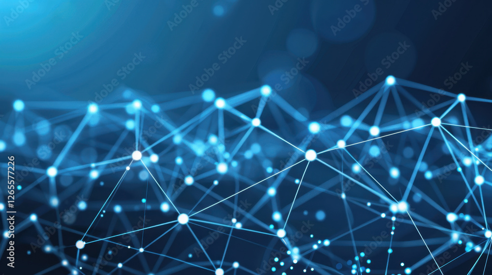 Poster abstract digital network background with blue connections and nodes