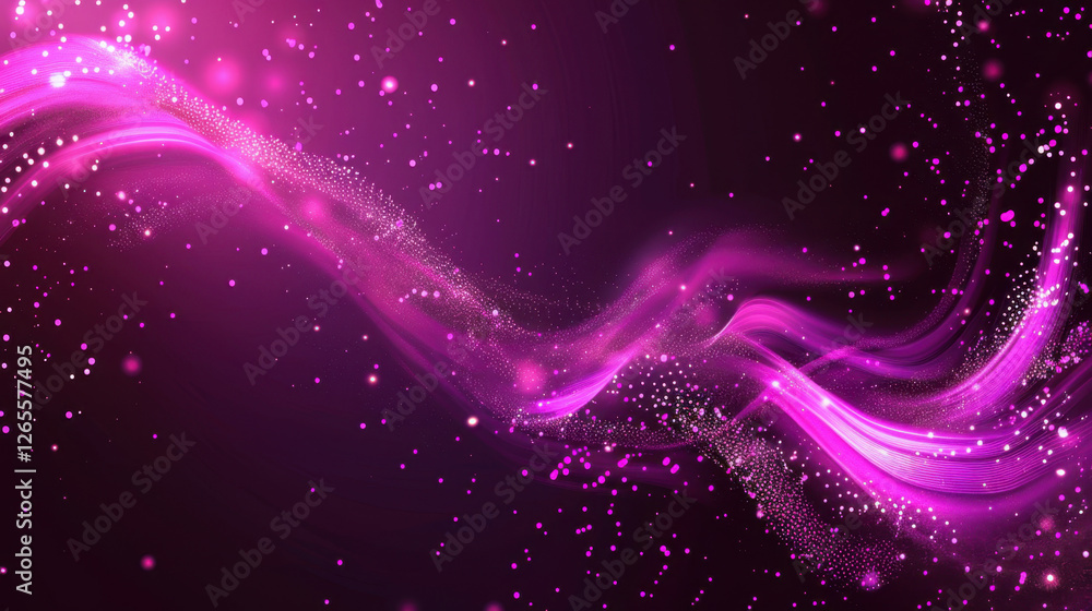 Poster abstract pink wave with sparkling particles creating vibrant background