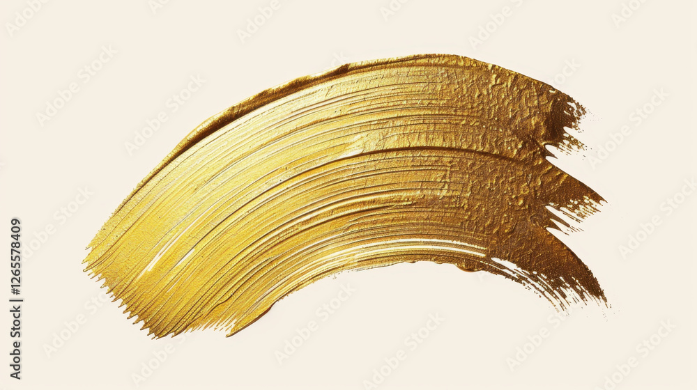 Poster golden paint stroke on light background, showcasing texture and shine. this artistic element can enh