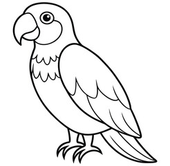 Cute cartoon parrot, a yellow tropical bird with vibrant feathers, perches on a nature branch vector illustration