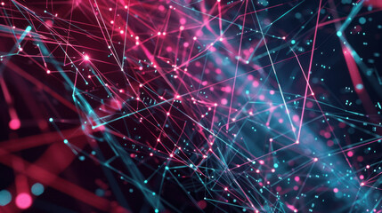 Abstract digital background with glowing lines and particles