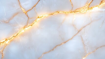White marble with golden shiny veins, natural stone texture background