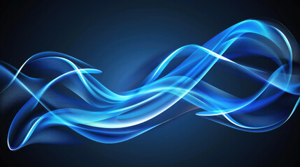 Obraz premium Abstract blue wave design with smooth flowing lines and light effects, creating sense of motion and energy in dark background