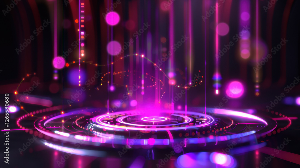 Aufkleber abstract digital background with glowing pink lights and patterns, creating futuristic atmosphere fi