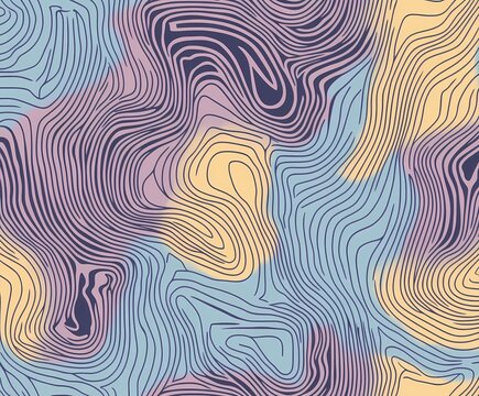 Retro-inspired background with vibrant colors and seamless wavy dynamic patterns.
