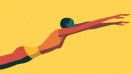 Abstract illustration of a swimmer in bright colors