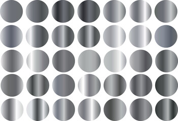 Silver vector palette. Set of silver metal textures.