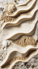 Abstract sculpted layers of white and tan granulated material