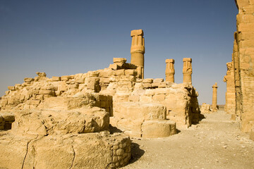 Sudan ruins of the temple of Amenhotep III in Soleb on a cloudy spring day