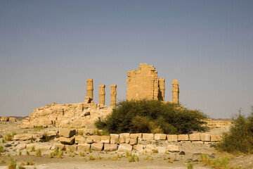 Sudan ruins of the temple of Amenhotep III in Soleb on a cloudy spring day