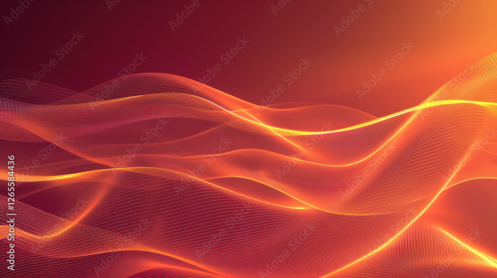Aufkleber flowing abstract waves in warm orange and red tones create dynamic visual. smooth curves and gradien