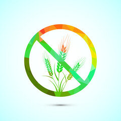 Gluten free icon design illustration, non gluten food sign for apps and websites, low poly style