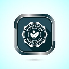 100 percent vegetarian icon design illustration, Vegan product label badge, Gray shadow button design