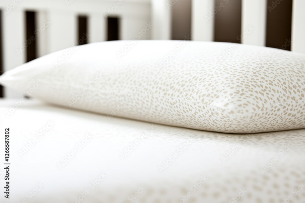 Poster a white pillow with a pattern of dots on it