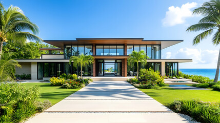 Malaysian Tropical Pavilion with Ocean Views, Modern Paradise Estate