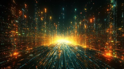 Digital highway futuristic data stream