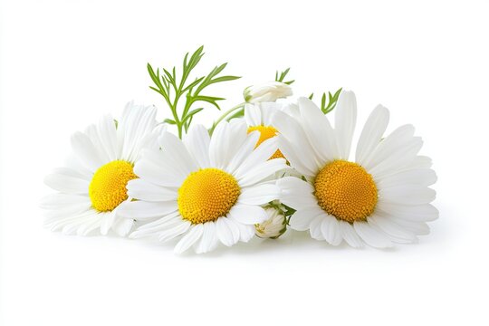recommend clip art: Chamomile flowers isolated on white background. space for text. chamomile flowers