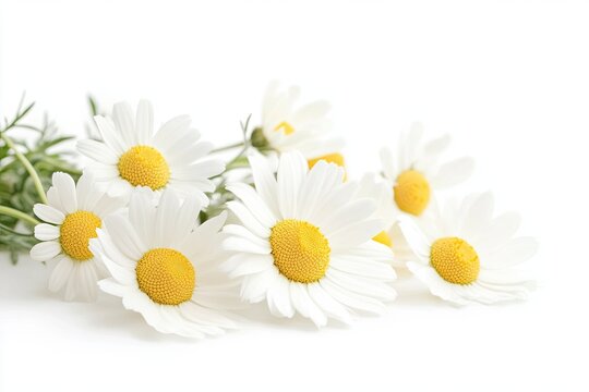 recommend clip art: Chamomile flowers isolated on white background. space for text. chamomile flowers