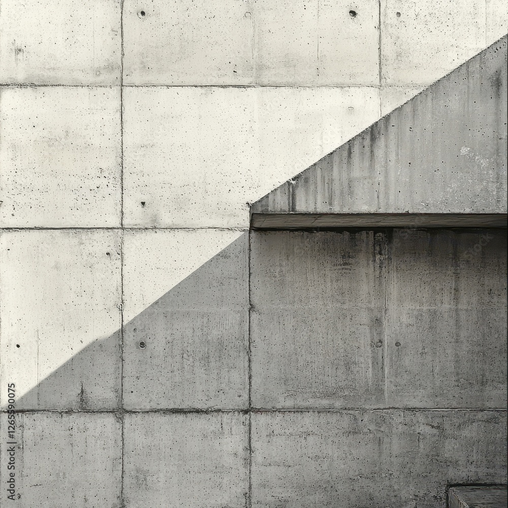 Poster geometric concrete wall with shadow creating a triangular contrast