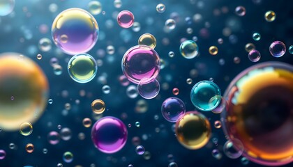 Naklejka premium Burbujas de diferentes tamaños y colores sobre un fondo blanco
