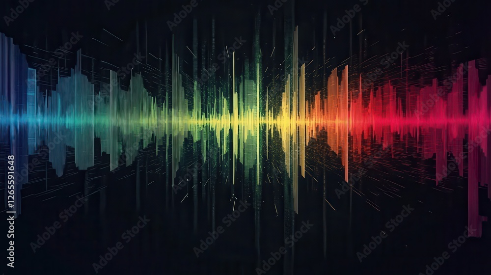 Poster colorful sound wave background with equalizer lines