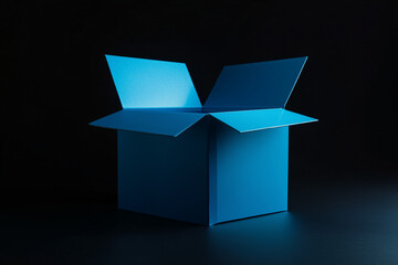 Blue Box Flipping Open on a Black Background