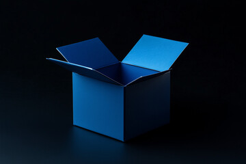 Blue Box Flipping Open on a Black Background