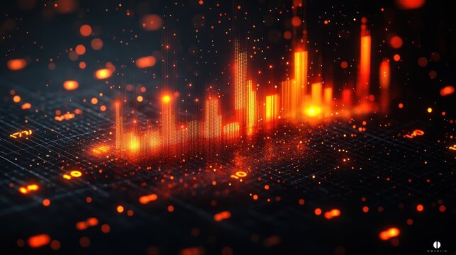 Fiery Data Surge, Circuit Board, Abstract Background - Powered by Adobe