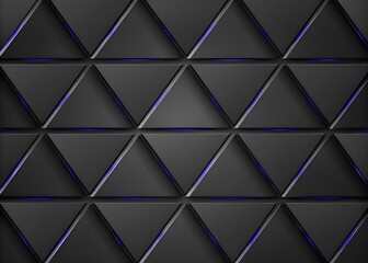 Obraz premium Abstract black background with glowing triangles