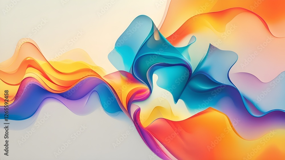 Poster abstract fluid forms: vibrant hues and dynamic flow
