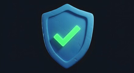 Secure Shield with Glowing Check Mark Symbol for Trust and Safety