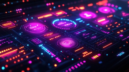 Futuristic Interface Neon Dashboard Tech Data