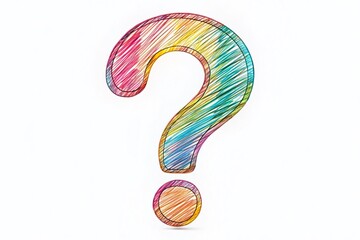 Animated Panoramic Hand-Drawn Question Mark Doodle on White Background