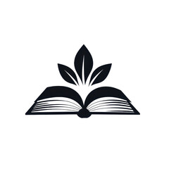 Open book with leaves symbolizing knowledge growth, education, nature, learning, wisdom, and sustainability, ideal for educational and environmental themes