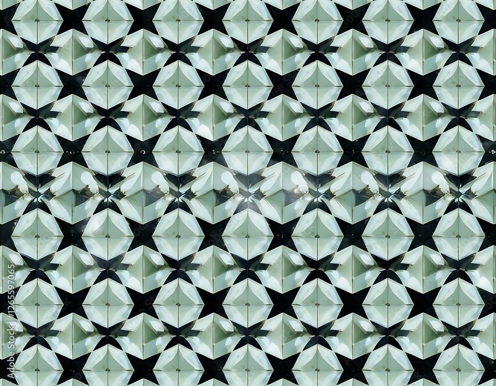 Poster abstract geometric pattern featuring interlocking stars and cubes