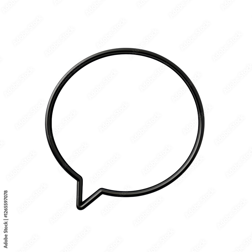Poster minimalist speech bubble icon with clean lines in black outline style on a transparent background fo