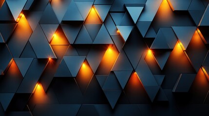 Obraz premium Glowing Triangle Wall, Abstract Background