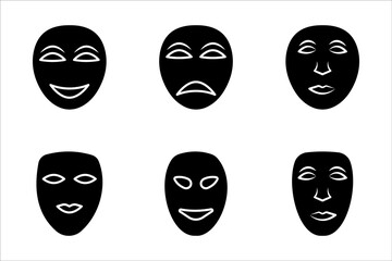 set of mask icons, on a white background.