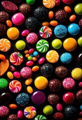 Fototapeta premium close vibrant candies arranged creatively colorful patterns rich textures, candy, colors, arrangement, backgrounds, light, brightness, shapes, edibles