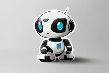 This adorable robot character design merges futuristic elements with a playful aesthetic, combining simplicity and charm in a delightful digital art representation for children.