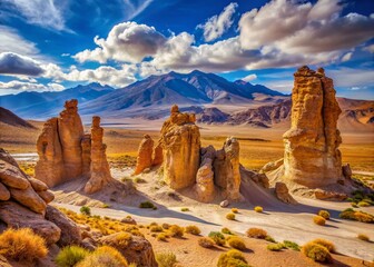Atacama Desert Chile: Majestic Monjes de la Pacana Rock Formations - Erosion and Wind Sculpted Wonders