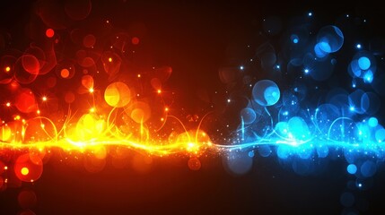 Fiery blue-red energy clashing, abstract background, website design