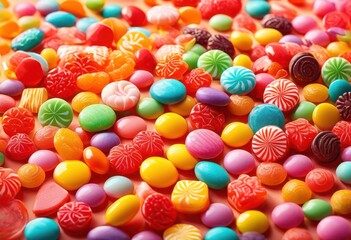 Fototapeta premium vibrant colorful candy arranged beautifully bright backdrop creating eye catching visual display sweetness, rainbow, lgbtq, lgbt, pride, love, equality
