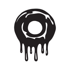 Doughnut with glaze dripping silhouette vector illustration