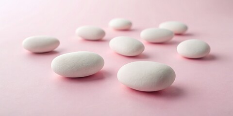 Balanced Minimalist Composition: White Stones on Pastel Pink