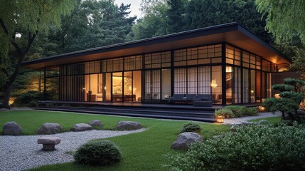 Modern home with a minimalist design blends into nature