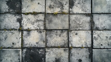 Obraz premium Concrete blocks forming a pattern with moss in between