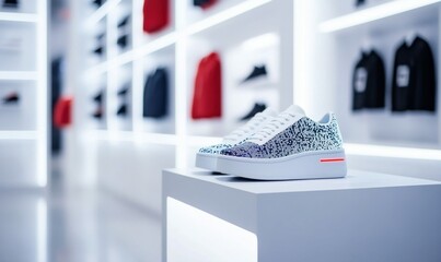  Sneakers with LED Details on Display in Modern Store