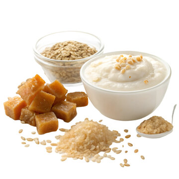 Doi chira (yogurt with flattened rice) and jaggery