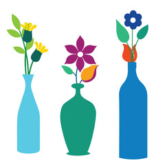 Flowers in pots vector silhouettes-2